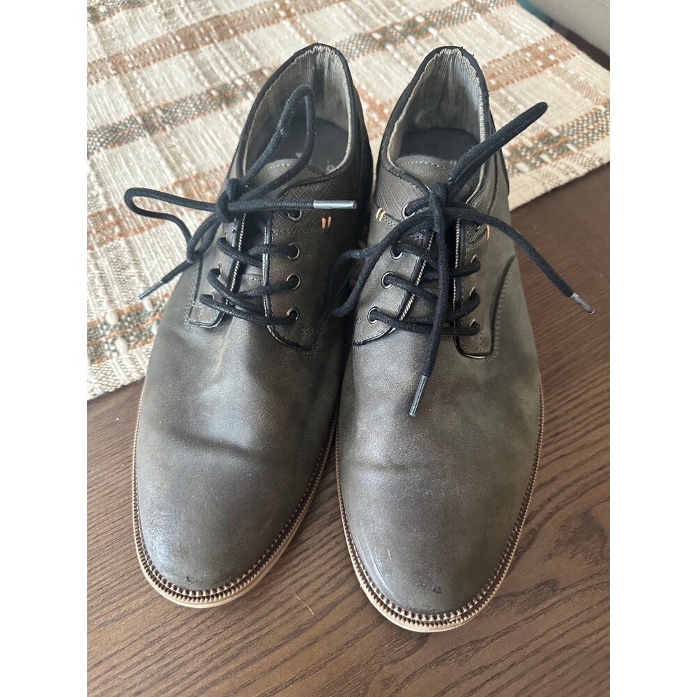 10.5 Men's Gray Lace-Up Oxford Dress Shoes